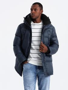 Doudoune longue de haute qualité personnalisée OEM pour hommes avec poches à pression Veste d'hiver à capuche pour hommes - Product Image 3