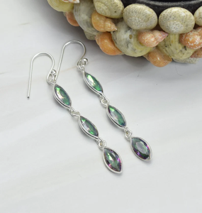 Topaze Mystique Boucles d'oreilles pendantes en argent sterling 925 avec pierres précieuses faites à la main 1 paire de boucles d'oreilles crochet à facettes Cadeau de naissance d'avril - Product Image 2