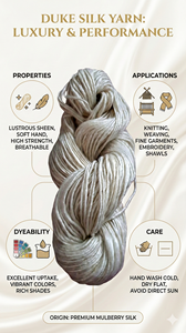 Fil de soie Duke Premium 100% soie de mûrier filée, poids worsted, doux, lustré, pour tricot, crochet, tissage, chenille, décoloré, pelote de 100g - Product Image 2