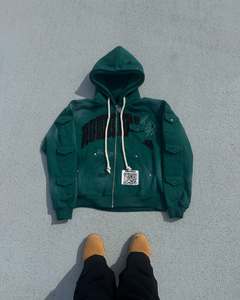 Sudadera con Capucha Unisex Extra Grande de Invierno, de Alta Calidad, 100% Algodón, Gruesa, con Cierre, Estampado Puff, Estilo Desgastado, con Logotipo Personalizado - Product Image 4