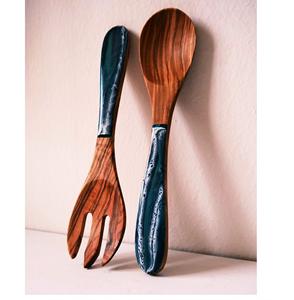 Servidor de ensalada marfil de resina blanca y madera, juego de servidor de ensalada India hecho a mano, tarifa de fábrica de productos indios disponible - Product Image 4