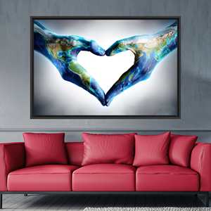 Impresión en lienzo de planetas bohemios abstractos y elegantes, decoración de arte moderno, 1P: con marco negro - Product Image 1