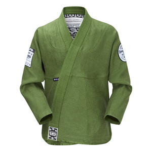 ชุดกิโมโน Jitsu Jitsu สีเขียวปักโลโก้และปักมุกทอชุดศิลปะการต่อสู้ - Product Image 1