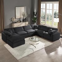 Cojines modulares de 7 plazas de gran tamaño, sofá seccional con otomana móvil en forma de U, esquina seccional y sofá combinados gratis