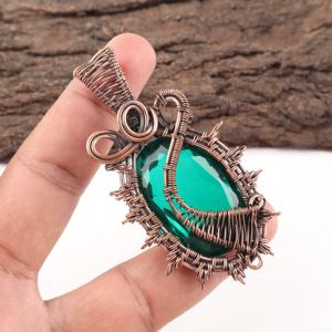 Green <b>Emerald</b> Quartz Oval Cut 925 Silver Plated Copper Wire Wrapped Fashion <b>Pendant</b> Necklace Hot Selling Product For Women - Product Image 2