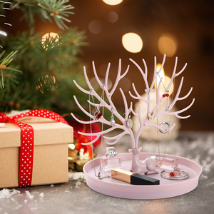 Bijoux Arbre Stand Présentoir Organisateur Rose Mode En Plastique Porte-Plateau pour Boucles D'oreilles Colliers Bracelets Anneaux - Product Image 6