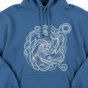 เสื้อฮู้ดดี้ปักลายหนานุ่ม สไตล์ลำลองสำหรับฤดูหนาว ผ้าคอตตอนผสม ทรงพูลโอเวอร์ สำหรับผู้ชาย - Product Image 2