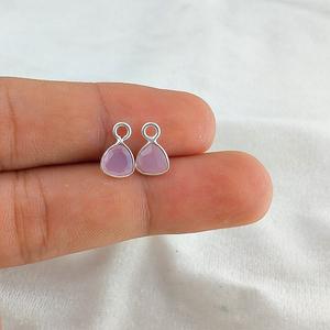 Calcedonia Rosa trillón colgante de piedras preciosas pequeña plata esterlina 925 para collar y pendientes componentes de joyería - Product Image 4