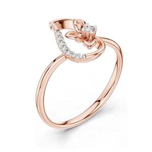 Anillo Floral con Diamante Cultivado en Laboratorio de 0.075 CT para Mujer, Claridad VVS-VS EF, Oro de 18KT, 14KT, 10KT y Plata 925, Oro Rosa, Amarillo, Blanco - Product Image 4