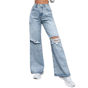 Custom Ladies Baggy <b>Pant</b> High Waist Fashionable 6 Pocket Denim Jeans <b>Oversize</b> Women's <b>Cargo</b> Jeans <b>Pants</b> OEM Service - Product Image 4