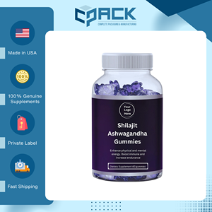 Complément alimentaire en gommes à l'ashwagandha et au shilajit de qualité supérieure, fabriqué aux États-Unis, pour adultes, en vrac, marque privée, 60 unités - Product Image 2
