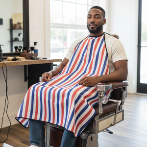 Cape de coiffure personnalisée avec logo, bouton, antistatique, anti-adhésive, résistante à l'eau, confortable, en polyester - Product Image 6