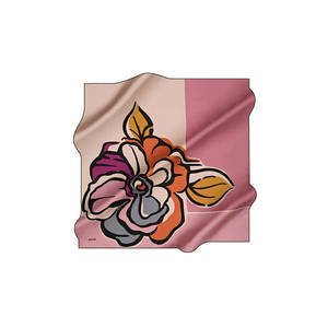 Écharpe carrée en crêpe de soie rose à motifs floraux 90x90cm, imprimée numériquement, multifonctionnelle - Product Image 1