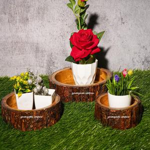 Bandeja de Madera Hecha a Mano con Borde de Corteza de Árbol Natural, Plato de Servir Multifuncional Decorativo Rústico, Decoración con Logotipo Personalizado - Product Image 3