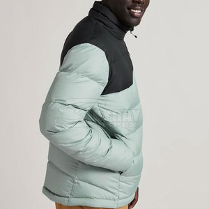 2024 hommes haute rue Style bulle veste couleur unie décontracté hiver col montant coupe-vent avec motif de lettre - Product Image 3