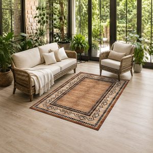 Tapis de salon en chenille antidérapant, imprimé numériquement, motif médaillon traditionnel rouge bordeaux, lavable en machine, vente en gros RUGS DEPOT LXDP-0077 - Product Image 6