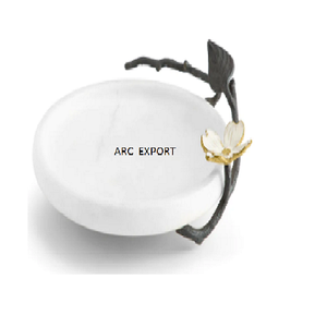 Miroir martelé poli forme Rectangle avec feuille de fleur deux poignées de couleur noire décoration de dessus de table plateau de service alimentaire à vendre - Product Image 6