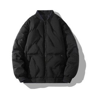 Unisex Poly Winter Baseball <b>Jacket</b> Casual Zip-up Varsity Coat Custom Front <b>Collarless</b> Trench Finished Yarn Dyed Breathable - Product Image 3