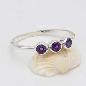 แหวนพลอยอเมทิสต์ชุบเงินแท้925ฐานฐานทองขนาด5มม. เครื่องประดับแฟชั่นทำด้วยมือชั้นดีสำหรับผู้หญิง - Product Image 6