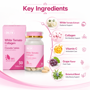 OKTW Comprimés à croquer de collagène de tomate blanche saveur raisin, extrait naturel, complément alimentaire beauté, 30 comprimés - Product Image 2