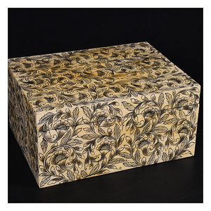 Joyero de MDF y madera con incrustaciones de hueso clásico hecho a mano para embalaje de anillos y estante decorativo para el hogar, caja India decorativa - Product Image 1