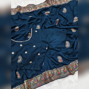 Sari Indio Elegante para Fiesta, Listo para Usar, con Trabajo de Zari Pesado, Seda Nupcial, el Más Vendido al por Mayor - Product Image 5