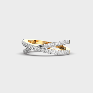 Anillo de Eternidad Geométrico de Oro Blanco con Diamantes, Engaste Pavé, Anillo de Boda Unisex de Lujo, Corte Brillante Redondo - Product Image 2