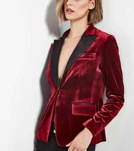 Fancy Long Sleeve Single <b>Button</b> Knitted Anti-Wrinkle Beaded Velour <b>Blazer</b> for Women's Casual Clothing Jacket - Product Image 3