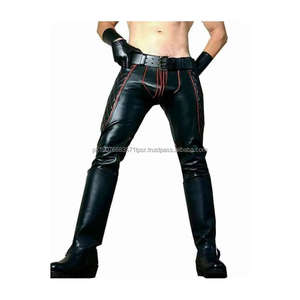 Pantalon en cuir pour homme personnalisé avec bandes latérales rouges, style jodhpur, haute qualité, élégant, collection 2025 - Product Image 4