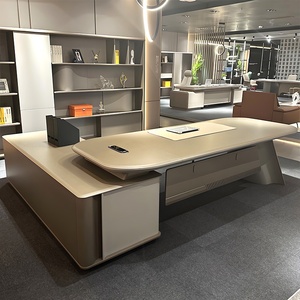 Bureau de direction en forme de L de luxe, écologique, avec rangement, moderne, ergonomique, en bois, avec structure métallique robuste - Product Image 3