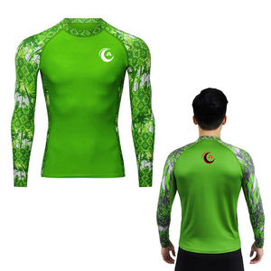 Personalizado impreso manga completa Grappling MMA Rashguard transpirable manga larga compresión superior frontal Logo diferentes colores disponibles - Product Image 4