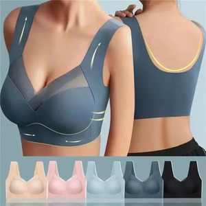 Sujetador deportivo push up de Spandex/nailon transpirable para mujer, lencería de entrenamiento sin espalda con aros en V profundo - Product Image 1