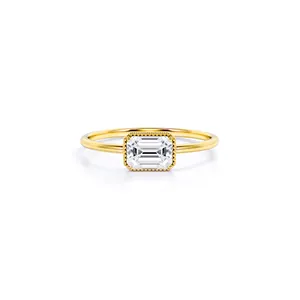 Cincin pertunangan berlian klasik emas 14k 18K cincin berlian potong zamrud harga pabrik dengan SNJ Jewels