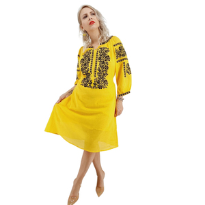 Vestido corto de mujer de moda colección bordado manga larga diseñador tejido hecho a mano niñas - Product Image 5