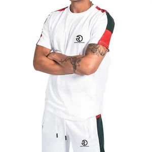 Vente en gros d'ensembles de short d'été pour hommes logo personnalisé 100% coton survêtements 2 pièces ensemble de t-shirt et short décontractés boutonnés - Product Image 2