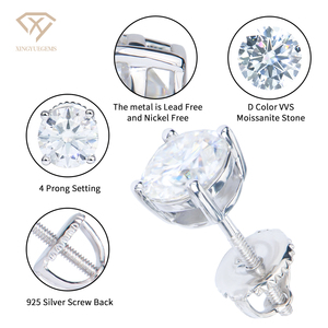 ต่างหูเงินแท้ 925 ประดับมอสซาไนต์หลากสีทรงกรงเล็บ ยี่ห้อ Xingyuegems รุ่น Hot-TOP เหมาะสำหรับผู้หญิงในโอกาสครบรอบหรืองานปาร์ตี้ - Product Image 4