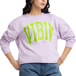 Stylish Women's Oversized Long Printed Cotton Pullover Sweatshirts Casual Winter <b>Tops</b> Eco-Friendly Breathable Wholesale - Product Image 1