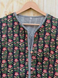 เสื้อแจ็กเก็ตผู้หญิงลายควิลท์ลายดอกไม้ผ้าฝ้ายระบายอากาศได้ดีเสื้อแจ็กเก็ตลำลองมีกระดุมใส่กลับด้านได้แบบอินเดีย - Product Image 4