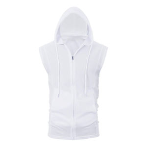 เสื้อมีฮู้ดแขนกุดสำหรับผู้ชายเสื้อผ้าเล่นกีฬาฟิตเนสเข้ายิมพิมพ์โลโก้ได้ตามต้องการ - Product Image 2