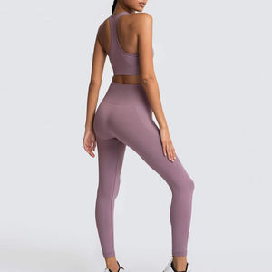 Ensemble de leggings de yoga pour femmes sur mesure, respirant, soutien-gorge de sport sexy, taille élastique, legging de sport, motif uni, nouveau design tendance - Product Image 2