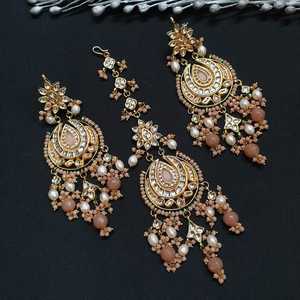 ชุดเครื่องประดับทองชุบ Kundan Maang Tikka และต่างหู ประดับด้วยทองแดงและมุก สำหรับเป็นของขวัญ พร้อมแหวนเพชร - Product Image 5