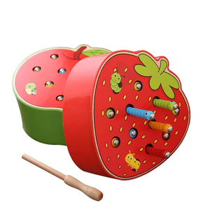 Montessori Educación Temprana Fresa Manzana Gusano Color <span class=keywords><strong>Juego</strong></span> Cognitivo Niños Rompecabezas Niños Diversión Gusano Atrapar Juguete - Product Image 5