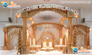 Magnífico Mandap de Madera para Decoración de Bodas Gujarati, Elegantes Bodas, Mandap de Madera Tallada, Mandap de Madera Clásico para Bodas en Canadá - Product Image 6