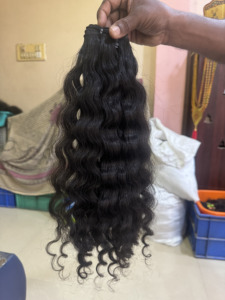 100% vierge indien Remy Temple cheveux bruts ondulés profonds Style lâche couleur naturelle Machine Double trame faisceaux - Product Image 2