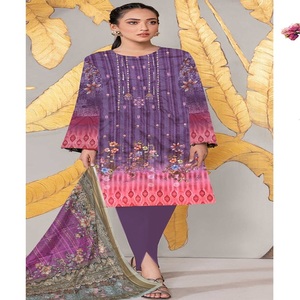 AF Fashion Women's 3 piezas Pakistani Lawn Suits Venta al por mayor Indian Dress Kurta Set con Salwar Kameez & Dupata - Product Image 3