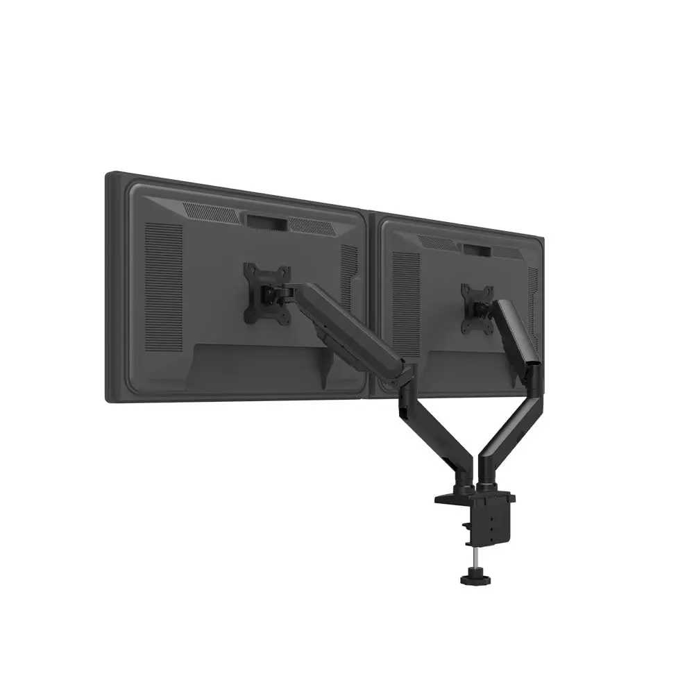 Manufacturer Direct Sale Black Dual Monitor Arm with for computer and office desk with C-Clamp and spring arms