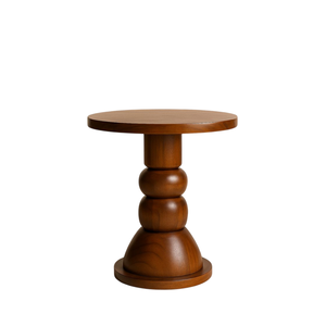 Mesa Auxiliar de Madera de Nogal Maciza Hecha a Mano, Mesa Auxiliar Moderna con Tapa Redonda y Base de Pedestal Esculpida, Muebles de Madera Dura para Sala de Estar - Product Image 6