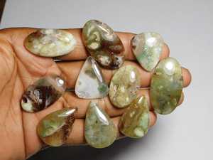 10pcs Cabochons de calcédoine verte Lot de pierres précieuses naturelles pour la fabrication de bijoux 193Cts - Product Image 2