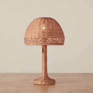 Rustic Rattan Table Lamp With Handcrafted <b>Shade</b> Perfect <b>For</b> Farmhouse Living Rooms <b>Bedrooms</b> And Stylish Apartments - Product Image 5