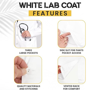 Tablier professionnel blouse de laboratoire résistant aux rides Poly coton manches longues blouse de laboratoire médical pour hommes - Product Image 6